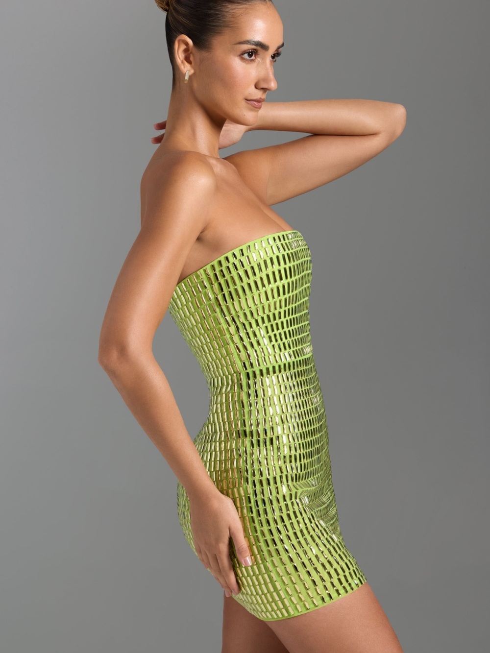 Oh Polly Strapless Lime Mini Dress - Picture 2 of 6